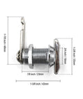 Side view of stainless steel 7/8 inch thumb cam lock with dimensions. Two thumb operated cam locks deliver secure, hassle free access.
