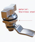 Sturdy stainless steel thumb operated offset cam lock delivers durable, keyless security for RV compartments, cabinets, doors and mailboxes