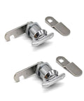 Two thumb operated cam locks deliver secure, hassle free access for RV cabinets, storage drawers, and compartments, stainless steel non locking design, easy metal or wood mounting, quick replacement, showing two stainless steel cam locks and associated hardware