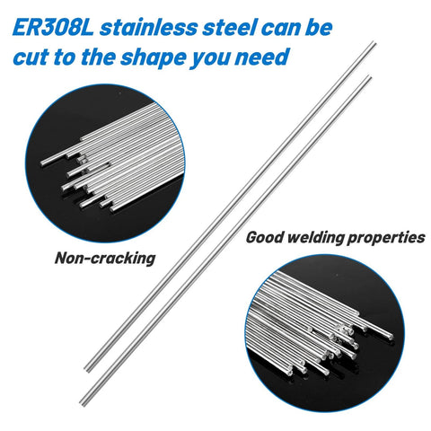 Stainless Steel TIG Welding Rod ER308L Filler Wire One Sixteenth Inch By Sixteen Inch Fifty Count One Pound Pack Low Splatter and High Corrosion Resistance