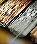 ER308L Stainless Steel TIG Welding Rod One Sixteenth Inch Diameter Thirty Six Inch Length Five Pound Pack For Stainless Steel Welds AWS A Five Nine ER308L Pro Grade For Home Shops And Pros, shown in close-up.