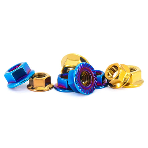 ✝️ 304 Stainless Steel Hexagonal Flange nut 10 Pieces Titanium Plated Flange Gold Plated blued nut M4M5M6M8M10 (PVD Blue Burning)
