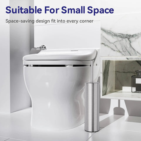 Stainless Steel Freestanding Toilet Brush And Holder With Long Handle For No Fuss Bathroom Storage And Deep Cleaning Nickel Brushed SS304