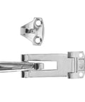 Front view of two-piece POPETPOP stainless steel toolbox latch set; marine-grade 316 toggle clamp with anti-rattle locking mechanism