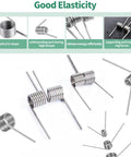 72 Piece Stainless Steel Torsion Spring Set in a Sturdy Case, 18 Sizes Covering 45 90 120 and 180 Degree 6 Laps, showcasing elasticity