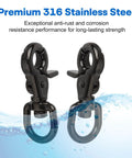 Heavy Duty Trigger Snap Hooks 2.65 Inch 5 Pack Stainless Steel 316 Lobster Claw Clasps with anti-rust and corrosion resistance