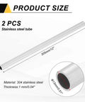 Two Pack 13mm Stainless Steel Tubes 304 Grade 1mm Wall 305mm Long Built To Last Heavy Duty Metal Pipes shown in side and detail view