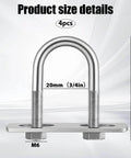 Four Sets Stainless Steel U Bolts With Frame Plates And Nuts 50mm Inner Width Clamp Kit For Automobiles Trailers Ski Boats
