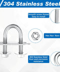 Complete 16-piece U-bolt kit with M6 zinc plated round bends, plates, nuts, and washers for fast, secure pipe and rail mounting