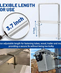 Square U Bolts Kit With Frame Plates And Nuts Stainless Steel U Clamp Bolts For Wood Boats Trailers Tubes Industrial Use Three Eighths Inch By Four Inch By Seven Inch Thread kit shown with flexible length, installed on a trailer and securing a box.