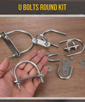 Premium 304 stainless steel U bolt kit with nuts, washers and frame plate, 4Set for 22mm pipes and M6 threads