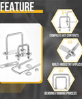 Durable 304 Stainless Steel Square U Bolt Kit With Nuts, Washers And Frame Plates In A 2 Set, Corrosion Resistant Fasteners