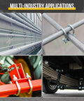 Durable 304 Stainless Steel Square U Bolt Kit With Nuts, Washers And Frame Plates In A 2 Set installed on pipes and trailers