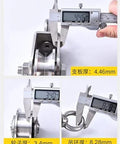 Close-up showing measurements of 2pcs U-Groove Caster Wheel, Heavy Duty Sheaves Track Pulley, 304 Stainless Steel Directional Roller