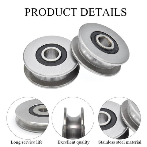 Stainless Steel Deep U-Groove Ball Bearing Pulley, Metal Pulley, Wheel Bearings, Wire Rope Pulley 8mm/0.3" Inner Dia, Outside 40mm Diameter