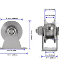 2 Pcs 2 Inch U Groove Wheel, Stainless Steel Groove Wheel Pulley dimensions in front and side view for wire rope rail, DIY