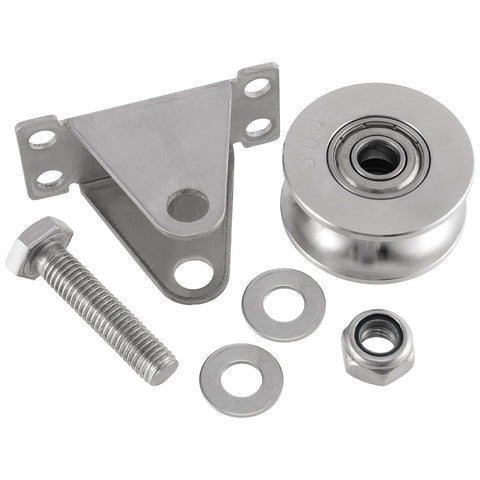 2 Pcs 2 Inch U Groove Wheel, Stainless Steel Groove Wheel Pulley, heavy duty caster parts for wire rope rail DIY projects