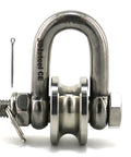 Long Unbuckled U Shaped Swivelling Pulley Stainless Steel Duplex Bearing Silver Pulley Roller Track Fixed Pulley Suitable for Small Cranes and Salvage Systems and Pulley Model with removable pin.