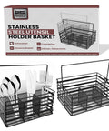 Stainless Steel Utensil Basket,Dishwasher , Flatware Basket, Kitchen, Countertop, Office, Camping, Outdoors, and Restaurants, 4-Compartment, Black