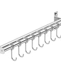Utensil Hanging Rack Stainless Steel Rail Hanger Rod Wall Mounted Pot Pan Lid Holder with Sliding Hooks for Kitchen