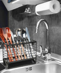 Utensil Holder, Stainless Steel Utensil Drying Rack with 3 Compartments and Automatic Drain Tray for Kitchen Counter, holding cutlery