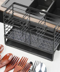 Utensil Holder, Stainless Steel Utensil Drying Rack with 3 Compartments and Automatic Drain Tray for Kitchen Counter