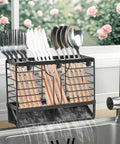 Utensil Holder, Stainless Steel Utensil Drying Rack with 3 Compartments and Automatic Drain Tray for Kitchen Counter