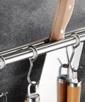 Utensil Hanging Rack Stainless Steel Rail Hanger Rod Wall Mounted Pot Pan Lid Holder Cookware Storage Organizer with sliding hooks