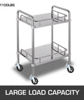 Stainless steel cart with 4 Pack Scaffolding Caster Wheels 8 Inch By 2 Inch Dual Locking Rubber Swivel Casters 360 Degree Heavy Duty 1100 Lbs Capacity Per Wheel Ideal For Portable Scaffolds Construction And Workshop Benches Non Marking Quiet Rolling