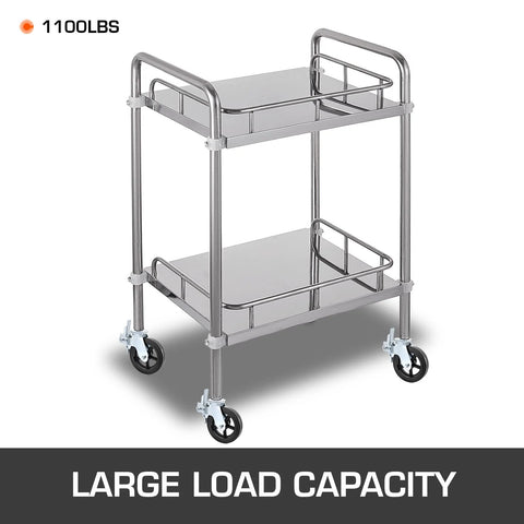 Stainless steel cart with 4 Pack Scaffolding Caster Wheels 8 Inch By 2 Inch Dual Locking Rubber Swivel Casters 360 Degree Heavy Duty 1100 Lbs Capacity Per Wheel Ideal For Portable Scaffolds Construction And Workshop Benches Non Marking Quiet Rolling