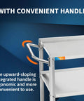 Side view of Three Tier Stainless Steel Utility Cart For Restaurant Hospital Lab And Hotel Use With Easy Handle