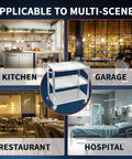 Three Tier Stainless Steel Utility Cart For Restaurant Hospital Lab And Hotel Use With Beefed Up Heavy Duty Wheels And Easy Handle