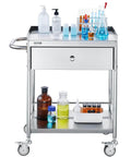 Stainless Steel Utility Cart With Wheels For Medical And Dental Labs Heavy Duty Rolling Cart With Two Shelves And One Drawer