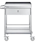 Stainless Steel Utility Cart With Wheels For Medical And Dental Labs Heavy Duty Rolling Cart With Two Shelves And One Drawer