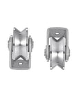 2pcs V Groove Wheel Stainless Steel Heavy Duty Wire Rope Pulley Block Sliding Gate Rollers Double Bearing Plate Caster Solid Track Rollers Wheels Fence Gate Wheel, front view