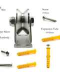 Stainless Steel Pulley Block Single Wheel Swivel Lifting Rope Pulley Block with Mounting Screws and Expansion Pipes for Wire Rope, V Groove Type