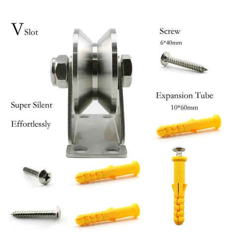 Stainless Steel Pulley Block Single Wheel Swivel Lifting Rope Pulley Block with Mounting Screws and Expansion Pipes for Wire Rope, V Groove Type