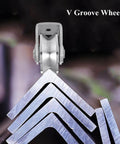 Front view of 2pcs V Groove Wheel Stainless Steel Heavy Duty Wire Rope Pulley Block Sliding Gate Rollers Double Bearing Plate Caster Solid Track Rollers Wheels Fence Gate Wheel