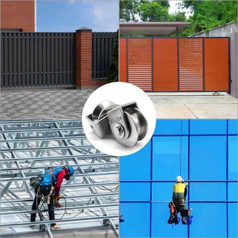 2PCS V Type Pulley Roller 304 Stainless Steel Pulley Block Duplex Bearing, used in gates and material handling