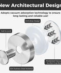 Diagram of new architectural design featuring twist and lock 304 stainless steel material with vacuum suction cup and anti-drop design.