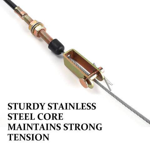 Heavy duty vernier lock cable delivers precise throttle control with a durable dual ball lock mechanism, stainless steel core close-up.