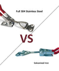 Comparison of 2 Pack Toggle Latch Clamp 4001 Adjustable 304 Stainless Steel vs galvanized iron latch clamp.