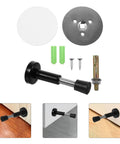 Stainless Steel No Drill Door Stopper Wall Mount Silencer Draft Blocker Durable Rust Resistant Furniture Stopper for Home Office Commercial Use Easy Install Quiet Door Stopper with Modern Finish shown with installation parts and examples on wood and glass.