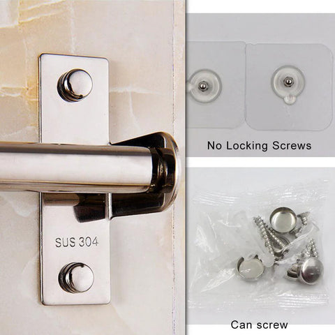 Close-up of stainless steel wall mount with screws for Kitchen Sliding Hooks, Stainless Steel Hanging Rack 304 grade.