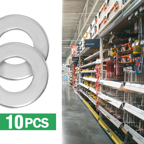 Stainless Steel Flat Washers 1 Inch ID 2 Inch OD 304 Pack of 10 next to hardware store aisle