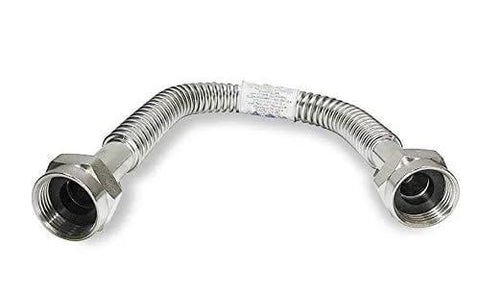 2 Pack Heavy Duty Stainless Steel Corrugated Water Flex Connectors With Extra Thick Washers For Water Heaters, 18 Inch By 1 Inch FIP