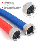 48 Inch Flexible Stainless Steel Corrugated Water Heater Connector Three Quarter Inch FIP To Three Quarter Inch FIP Hot And Cold Color Coded
