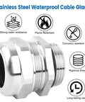 Built Tough 1 Inch NPT Stainless Steel Waterproof Cable Gland with IP68 Rating featuring features like corrosion resistance.