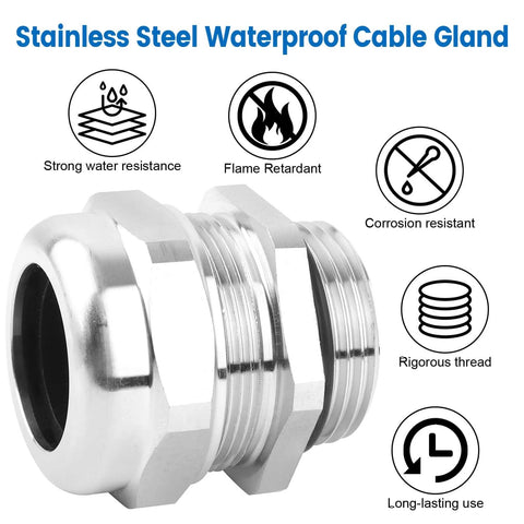 Built Tough 1 Inch NPT Stainless Steel Waterproof Cable Gland with IP68 Rating featuring features like corrosion resistance.