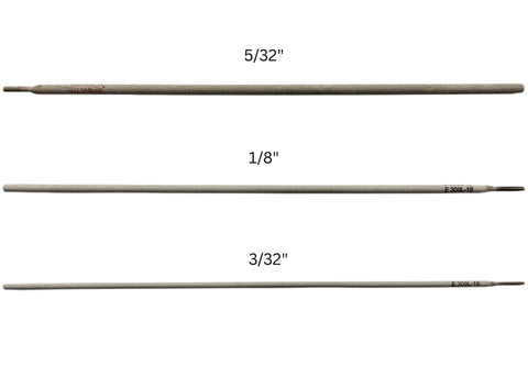 Premium E309L-16 Stainless Steel Welding Electrodes 3/32 In By 12 In For Stick Welding AWS A5.4 Class E309L-16 sizes comparison